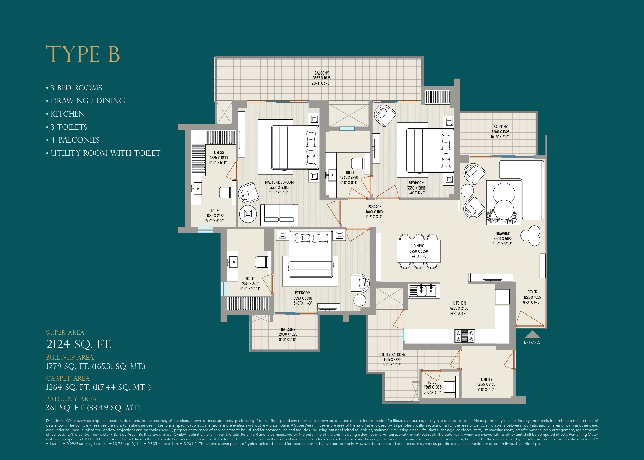 kalpataru vista 3bhk Floor Plan