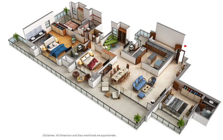 kalpataru vista 3bhk Floor Plan